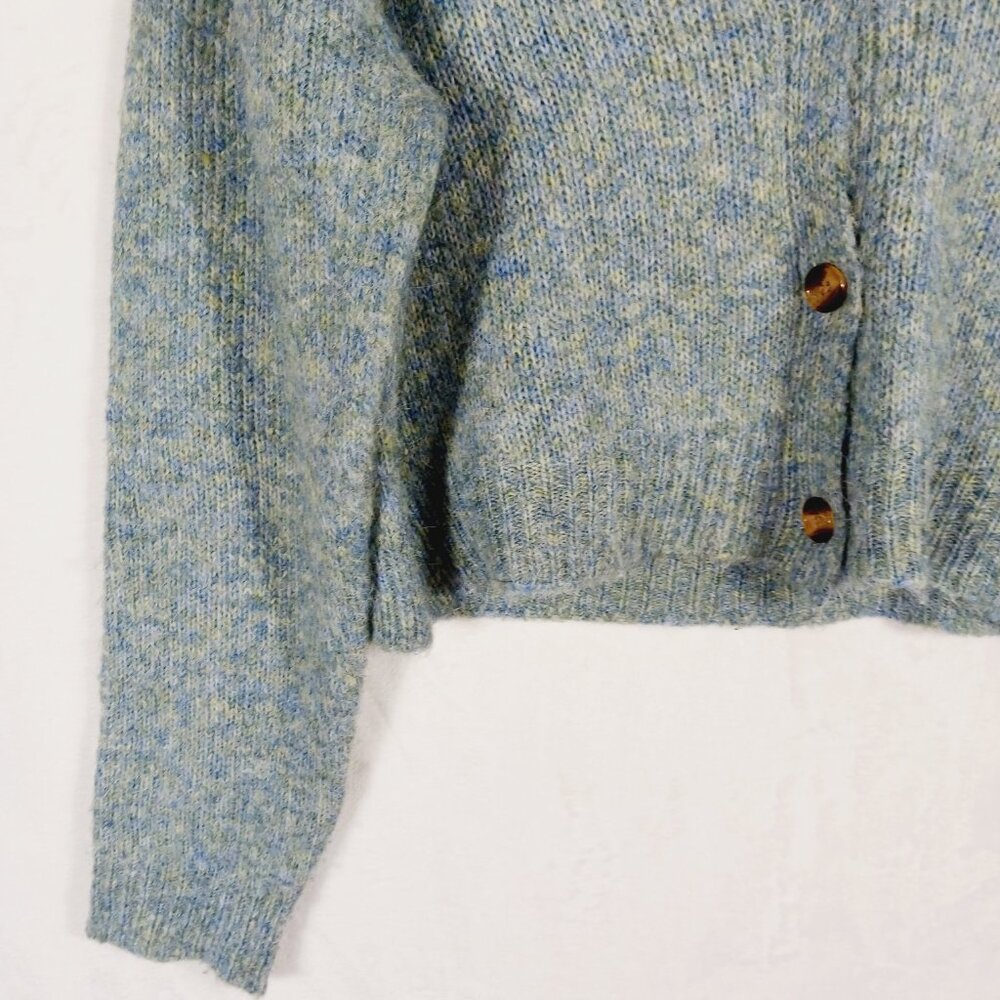 TAHARI,  Cropped Button Cardigan, Medium, Soft, Lightweight, Blue/Green Mix - Picture 5 of 16